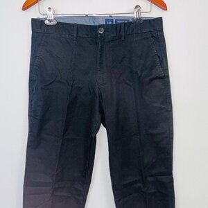 GAP Mens Dress Pants SZ 30 x 32 Black Relaxed Straight Leg Career Work Flat